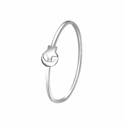 Moon Star 925 Sterling Silver Thin Dainty Above Knuckle Midi Pinkie Ring A3053 • £8.52