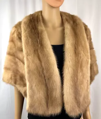 Women's 1950s Tawny Brown Mink Fur Cape Stole Greenblatts Flint MI G.G. Brazy • $89.99