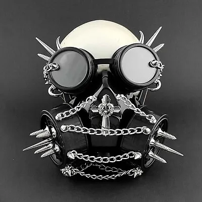 Gothic Masquerade Steampunk Chain Gas Mask With Rivet Goggles Cosplay Unisex • $18