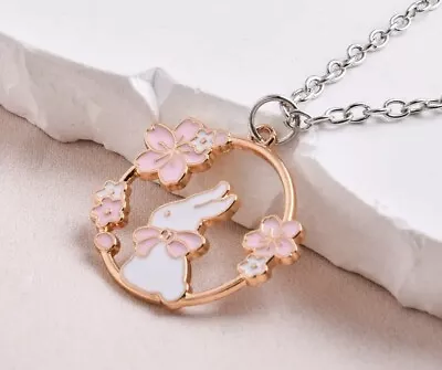 Rabbit Flower Pendant Necklace Easter • $5.99