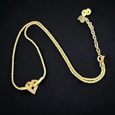 Christian Dior Gold Tone Heart Necklace - Vintage Dior • £165