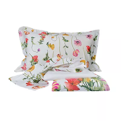 Duvet Cover Set 2 Squares MIRABELLO  Poppies Field  WHITE • $295.11