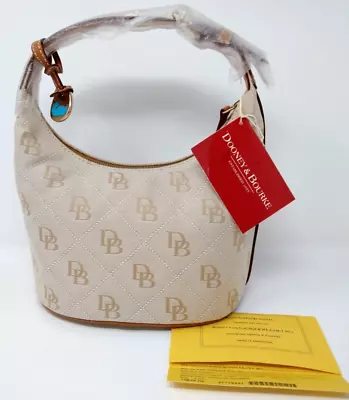 NWT! Women's Dooney & Bourke Desert Beige Canvas/British Tan Trim Bucket Handbag • $84.99