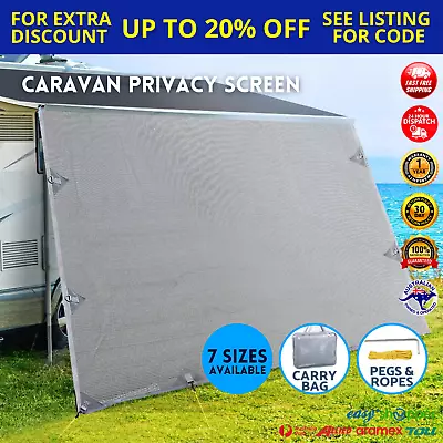 Caravan Privacy Screens 1.95m Roll Out Awning End Wall Side Sun Shade 7 Sizes • $56.41