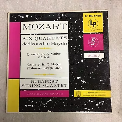 Budapest String Quartet /mozart-six Quartets Dedicated To Haydn! Ml 4328 Vol.3 • $25