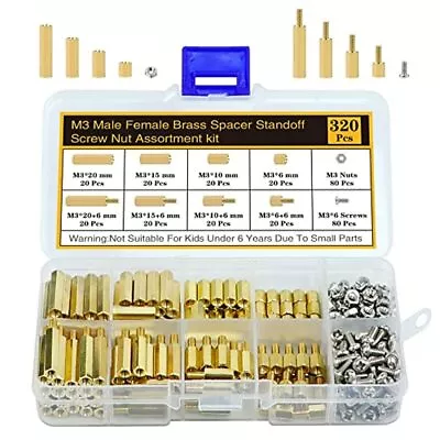 Csdtylh 320Pcs M3 Motherboard Standoffs&Screws&Nuts Kit Hex Male-Female Brass S • $29