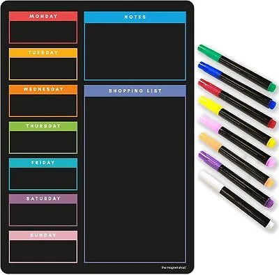 TMS A4 Magnetic Weekly Planner Dry Wipe Memo Board Fridge Magnet Family Plann • £15.80