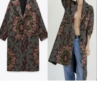 Zara Limited Edition Multicoloured  Jacquard Coat Size M-L BNWT RP £279 • $129.48