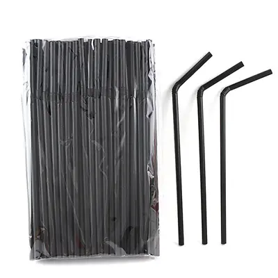 1 - 5000 Plastic Flexible Straws Bendy Black Recyclable Drinking Cocktail Straws • £10.60