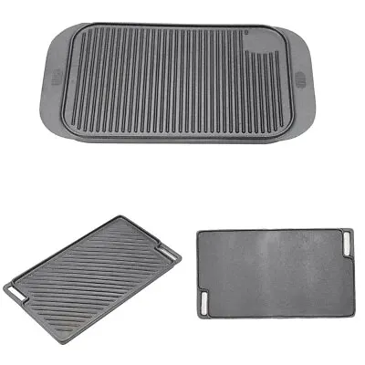 £17.95 • Buy Non Stick Cast Iron Reversible Griddle Pan Skillet Cooking Plate Hob BBQ Grill