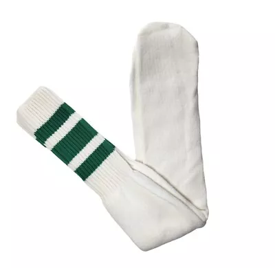 Vintage 1970s 80s Men's Striped Athletic Tube Socks Green Over Calf 23 L NEW • $27.65