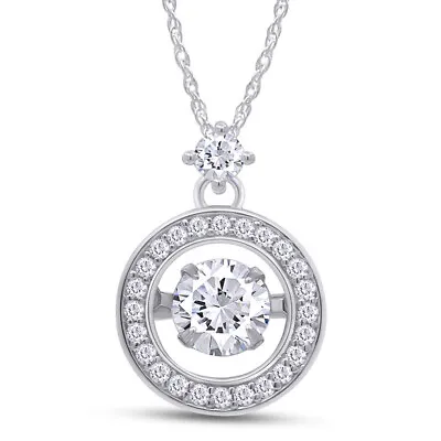 Dancing Infinity Circle Necklace 0.5ct Moissanite Silver With 14K Gold Plating • $46.63