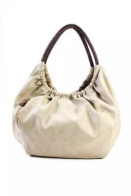 Michael Michael Kors Womens Metallic Canvas Double Strap Shoulder Khaki Handbag • $59.79