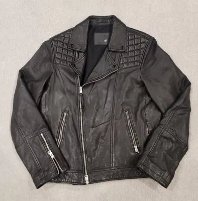 All Saints Moto Taro Biker Lambskin Lamb Leather Jacket Size Large Motorcycle • $219.97