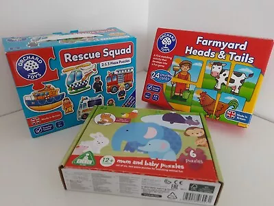 £8 • Buy Orchard Toys Easy Jigsaw Bundle Rescue Squad Farmyard Heads & Tails Mum & Babies