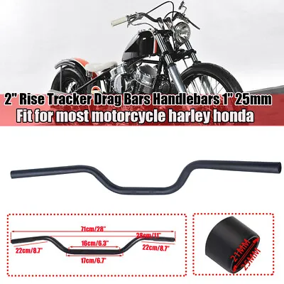 2 Rise Tracker Drag Bars Handlebars 1  25mm Pullback For Harley Motorcycle Black • $30.90