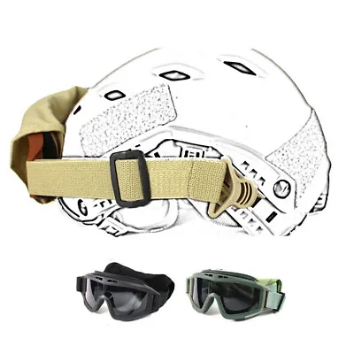 Tactical Paintball Rail Riot Goggles With 3pcs Lens For FAST AF MICH Helmet Rail • £19.70