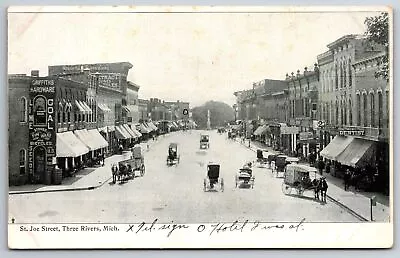 Three Rivers Michigan~St Joe Street Hardware Lime Coal~3 Dentists~Delivery~1910 • $11