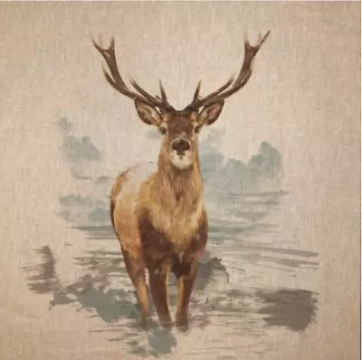 Stag Animal Country Creature Linen Look Cotton Rich Fabric Cushion Panels Craft • £2.80