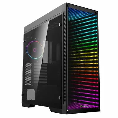 Game Max Abyss ARGB Full Tower ATX Gaming PC Case Tempered Glass LED Fans EATX • £88.49