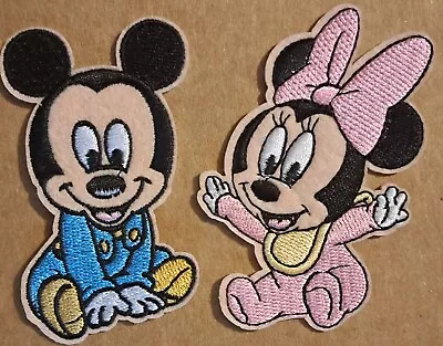 Disney Baby Mickey Mouse With Baby Minnie Mouse Embroidered Iron On Patch 2 Pcs. • $15