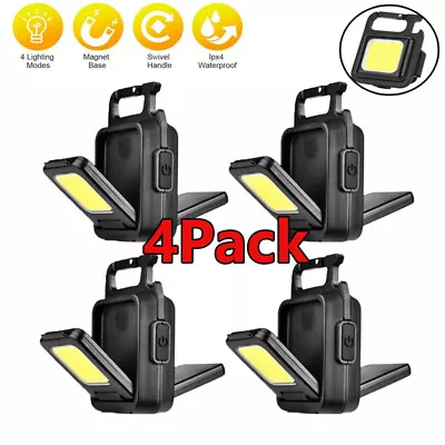 4 X Mini COB Flashlight USB Rechargeable Work Lamp Torch Portable Keychain Light • $8.99