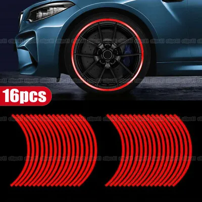 16 Strips Reflective Car Rim Wheel Tape Stickers Decal Stripe  For 18  Wheel Hub • $4.62