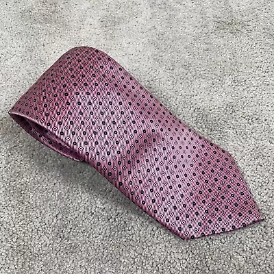 Brioni Pink Geometric Pattern 100% Silk Tie Italy Casual Business Stylish • $34.95