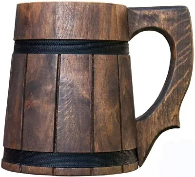 Handmade Beer Mug Wooden Tankard Beer Stein Birthday Christmas Gifts Anniversary • $108.89