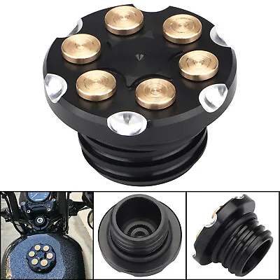 $15.98 • Buy Black&Gold  Bullet Fuel Gas Tank Oil Cap Cover For Harley Dyna Low Rider FXDL US