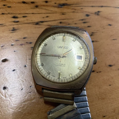 $20 • Buy Vintage Mens Watch Lanco Time Date 17 Jewells Incabloc 