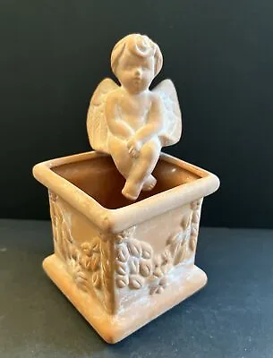 Vtg Made For Lotus Ceramic Angel Flower Pot Square Terracotta Flower Pot • $35