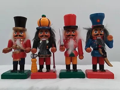 4 Set Lot Nutcracker Christmas Wooden Toy Soldiers 5 1/2  Tall Vintage Figurines • $29.99