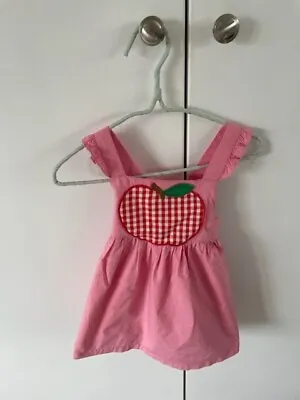 Preloved Baby Boden Baby Gingham Apple Applique Pinnie Dress - Birthday Dress • £11