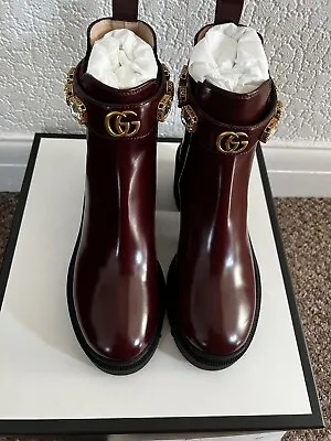 £500 • Buy Gucci Womens Burgundy Ankle Shoes Boots Size Eu37 (uk4)