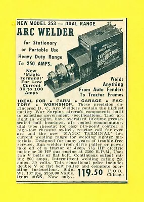 1953 New Model 353- Dual Range ARC WELDER $119.50 Vintage Print Ad SV1. • $8.48