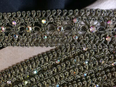 5 Yards Vintage Wide Beaded Sewing Trim Rainbow Crystals Renaissance Costume New • $29