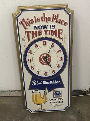 Pabst Blue Ribbon Beer Sign Vintage 1979 Wall Clock A/c Pbr Milwaukee Brewery • $145