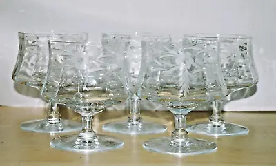 Vintage Etched & Footed Crystal Shrimp Cocktail Glasses - Lot Of 5 • $124.95