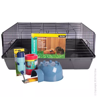 Pet One Rabbit Guinea Pig Starter Kit - Cage Indoor Hutch Hides Treats Bottle • £39.99