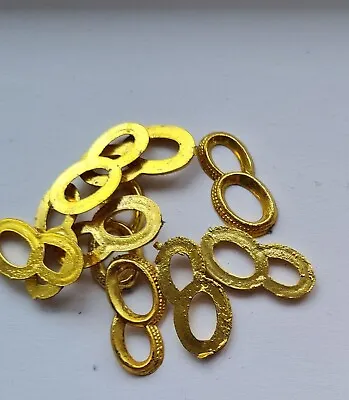 10 Antique Gold Plastic Joined Wedding Rings Invites Card Making 18mm Approx F20 • £3.15