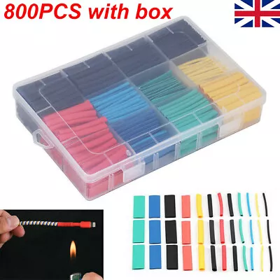 800Pc Heat Shrink Tubing Tube Sleeve Kit Car Electrical Assorted Cable Wire Wrap • £7.99