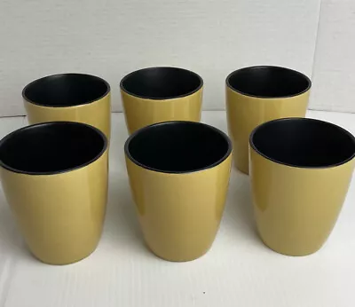 6 Corelle Hearthstone Tumeric Yellow 4 1/4  Coffee Tea Mugs Corning Round Dishes • $40.56