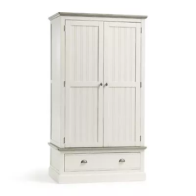 Oak Furnitureland Brompton Painted Acacia & Ash Top Double Wardrobe RRP £649.99 • £459.99