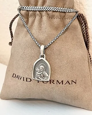 David Yurman Sterling Silver Saint Anthony Box Chain Necklace For Men 25-26  • $320