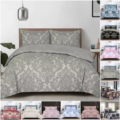 Printed Duvet Cover Set Cotton Rich Luxury Bedding Set King Double Quilt Case • £15.99