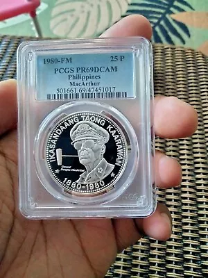 1980 Philippines Silver Proof 25 Piso Gen. MacArthur PR69 DCAM • $399