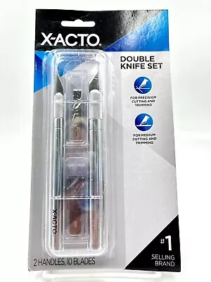 XActo X-Acto Double Knife Set 2 Handles  Assortment Of 10 Blades X5262 • $10.99