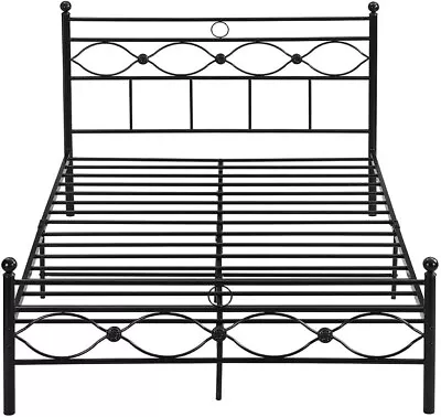 King Size Bed Frame Metal Mattress Foundation Platform Bed Frame Slat Support • £69.99