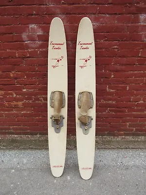 Vintage RARE TOURNAMENT TRIXSTER Wooden Water Skis Thomson Skis Crivitz Wis. • $279.99